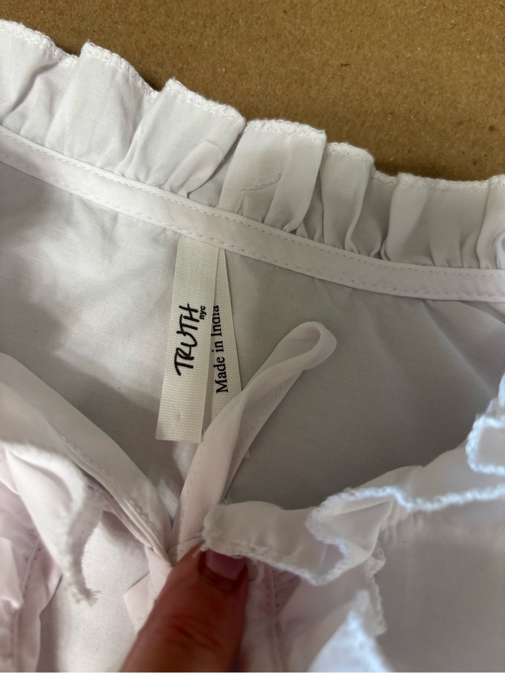 Truth White Ruffled Tie-Front Off-Shoulder Top